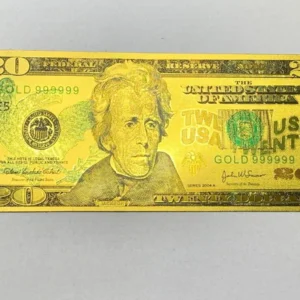Robmar-USA-Billete U$s 20 Plástico Bañado Oro 24 K.-oferta