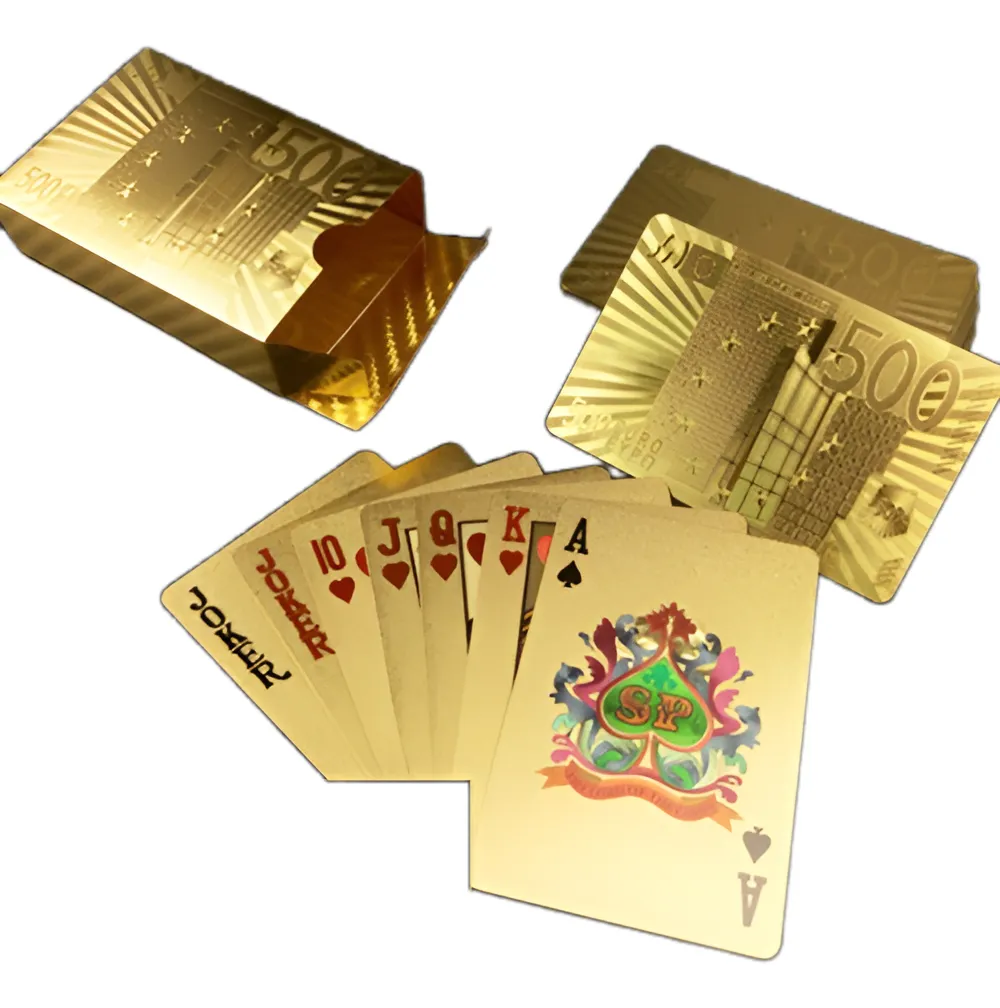 Robmar-USA-Naipe De Poquer Plasticos bañados En Oro Euros 500