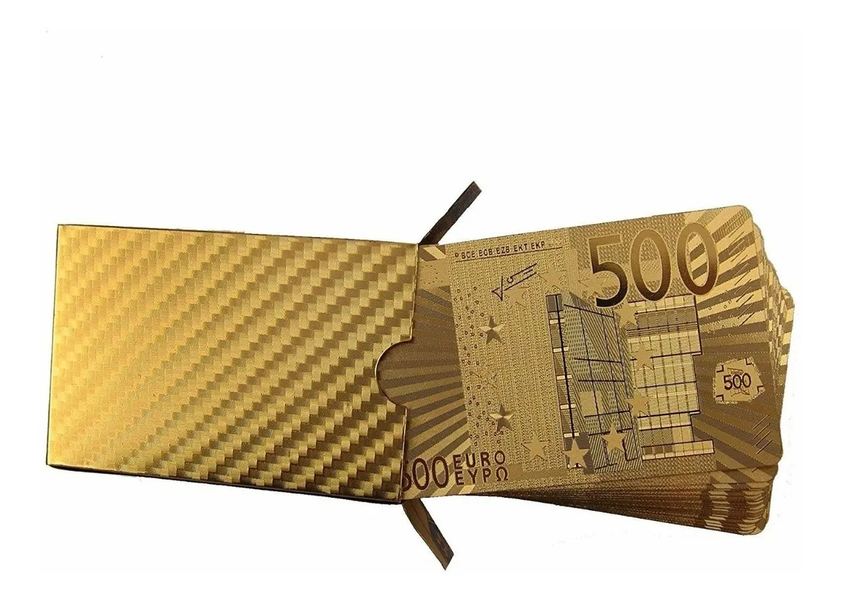 Robmar-USA-Naipe De Poquer Plasticos bañados En Oro Euros 500 - Imagen 3