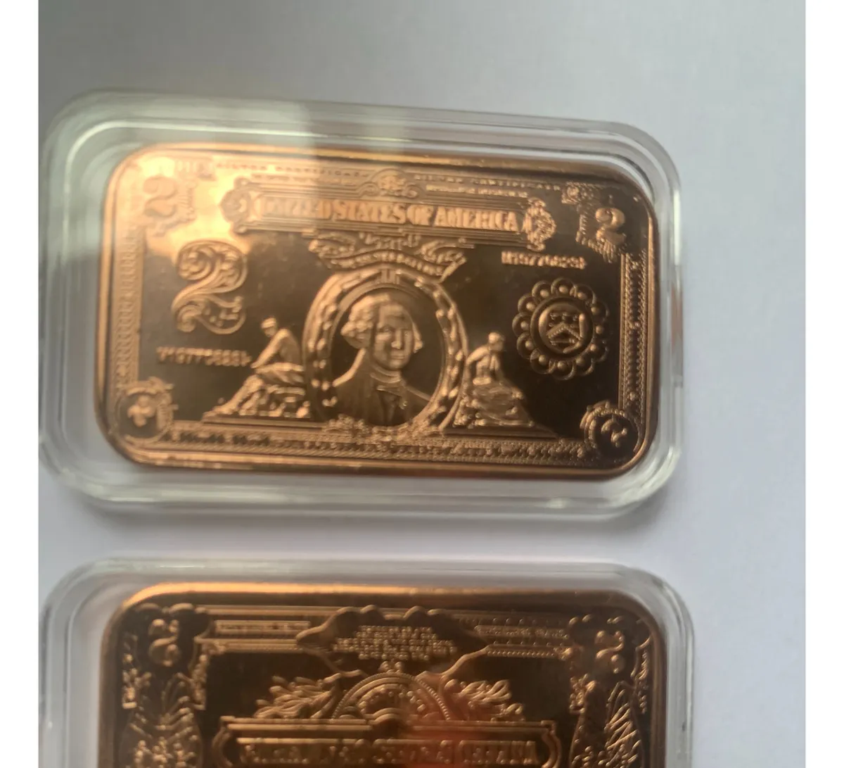 Robmar-USA-Lingote De 1 Onza De Cobre Puro 24k 0,999-Billete De U$S2 - Imagen 4