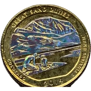 Robmar-USA-Quarter Bañado En Oro 24k Y Oleo-2014-Great Sand Dune