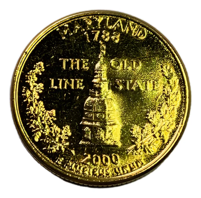Robmar-USA-Quarter Bañado En Oro 24k-2000-Maryland - Imagen 2