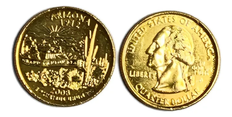Robmar-USA-Quarter Bañado En Oro 24k-2008-Arizona - Imagen 2