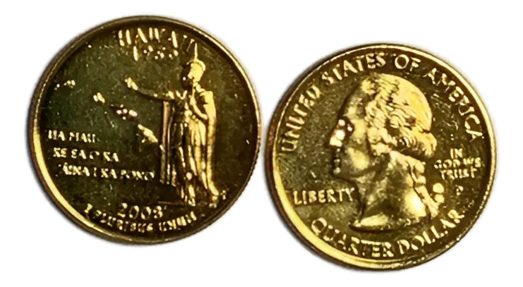 Robmar-USA-Quarter Bañado En Oro 24k-2008-Hawaii - Imagen 2