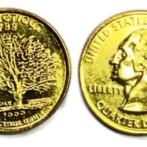 Robmar-USA-Quarter Bañado En Oro 24k-1999-Connecticut