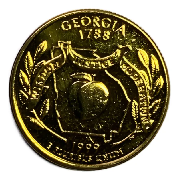 Robmar-USA-Quarter Bañado En Oro 24k-1999(p/d)-Georgia - Imagen 2