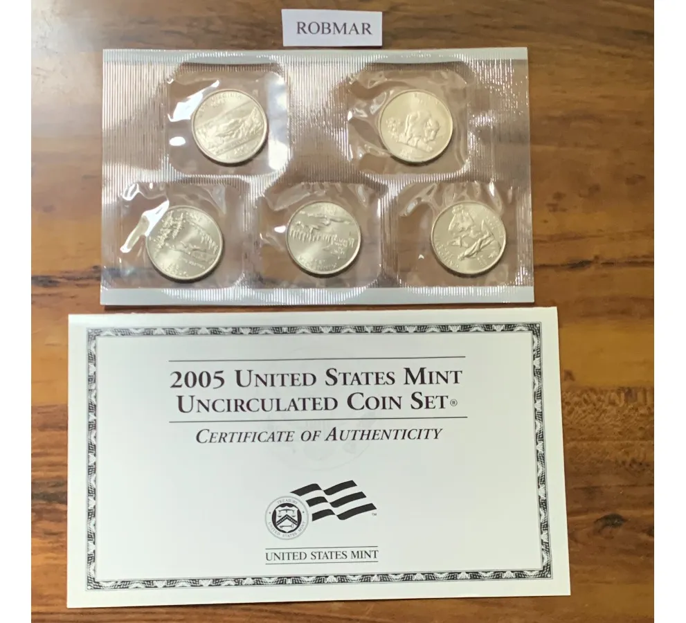 Robmar-USA-set 5 Quarter 25 Cents)(p)acabado Satinado 2005 - Imagen 3