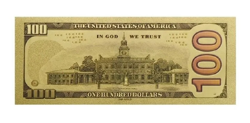 Usa Billete U$s 100 Plástico Bañado Oro 24 K Impecables - Imagen 3