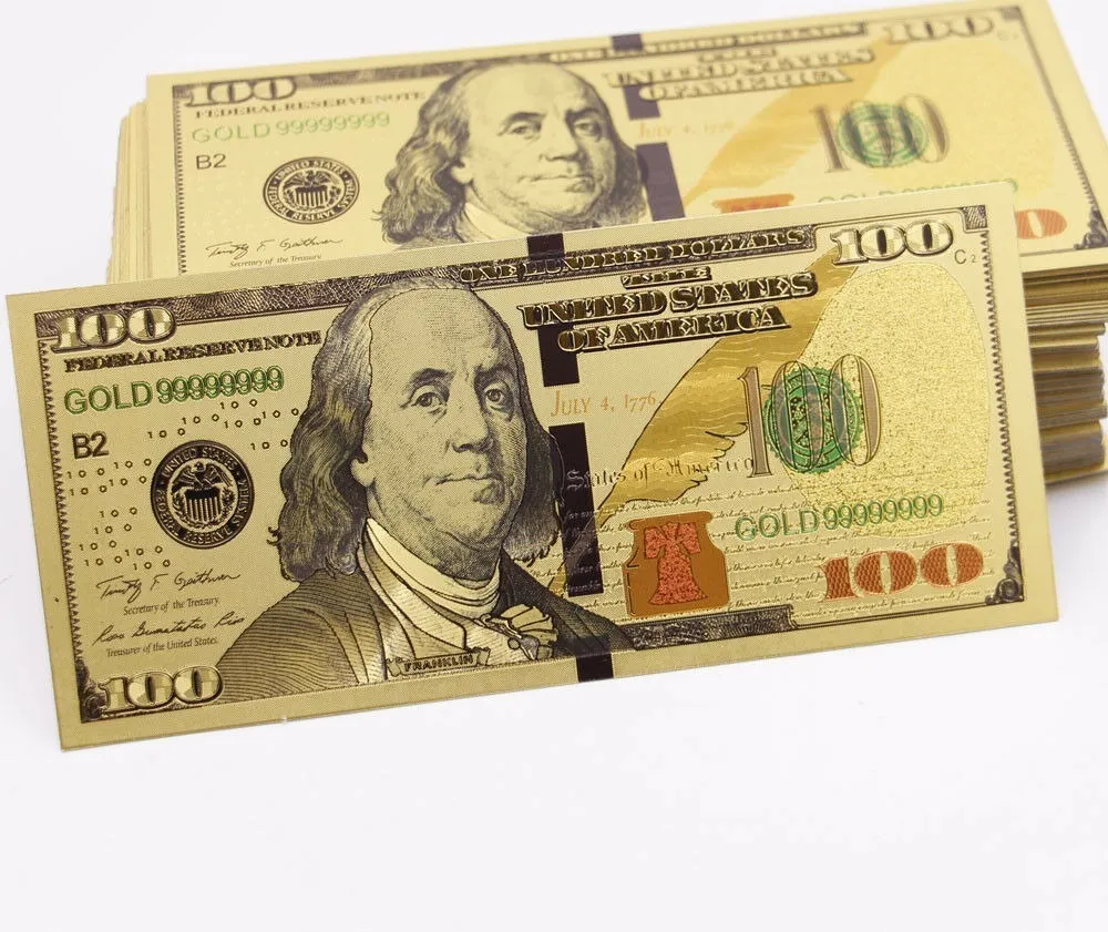 Usa Billete U$s 100 Plástico Bañado Oro 24 K Impecables - Imagen 4