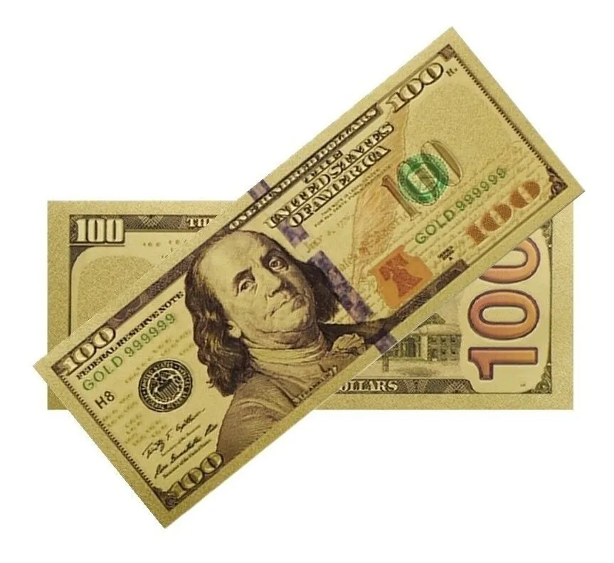 Usa Billete U$s 100 Plástico Bañado Oro 24 K Impecables - Imagen 5