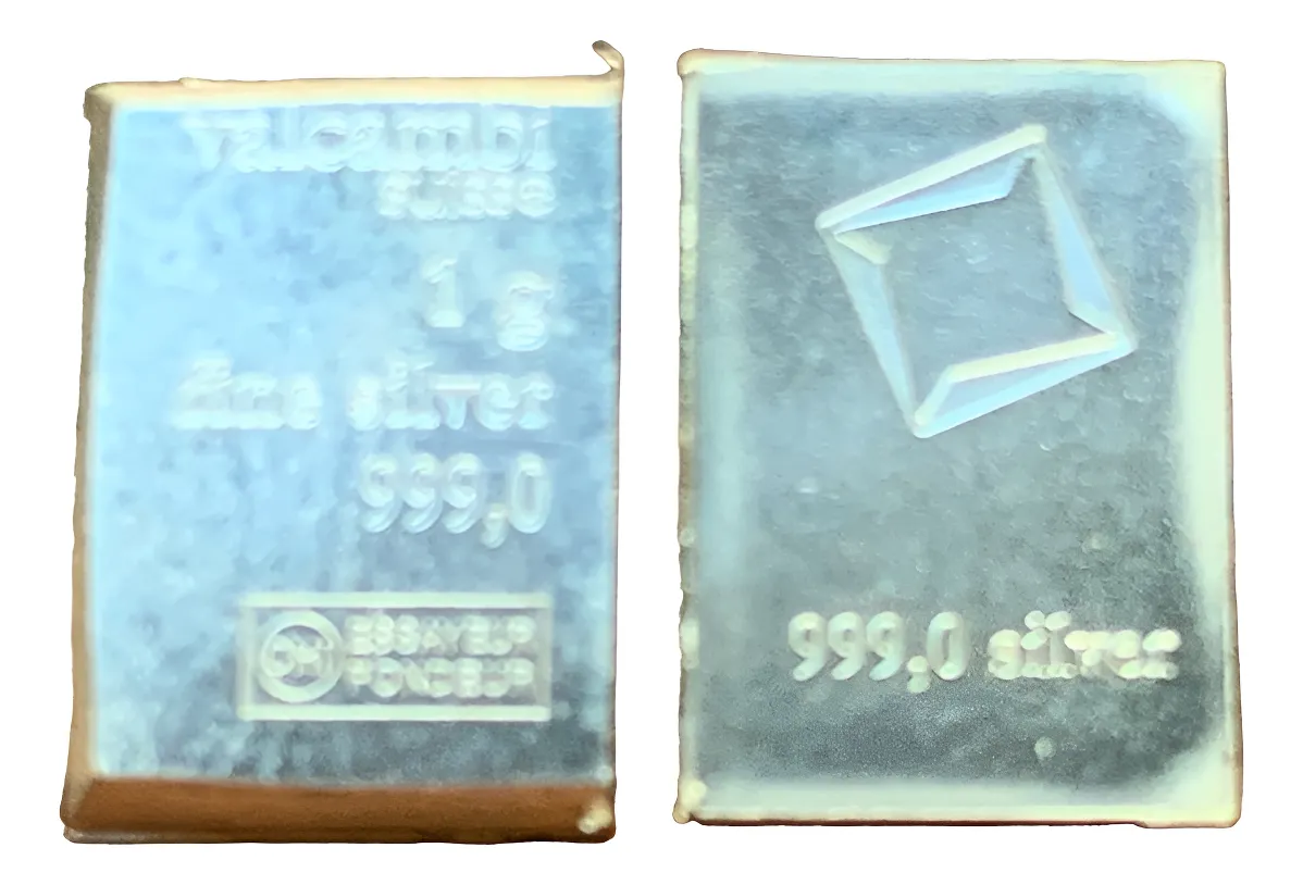 obmar-Suiza-Lingote De 1g De Plata Pura 0,999-RefinerÃa Valcambi