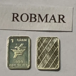 Robmar-USA-Lingote De 1g Plata Pura 24k 0,999-N°94-Una Corona Y Cruz