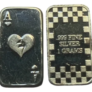 Robmar-USA-Lingote De 1g Plata Pura 24k 0,999-N°118-As De Corazones