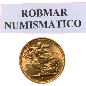 Robmar-Reino Unido-1 Soberano De Oro 0,925 18k-1974 -Con Cápsula Protectora