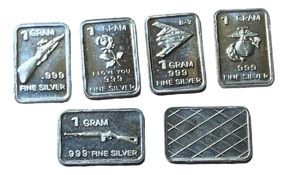 Robmar-USA-Lote De 5 Lingotes De 1g De Plata Pura 0,999-N°230