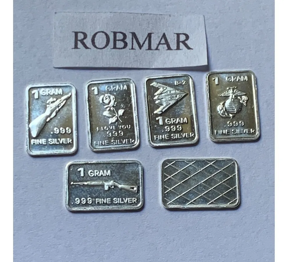 Robmar-USA-Lote De 5 Lingotes De 1g De Plata Pura 0,999-N°230 - Imagen 2