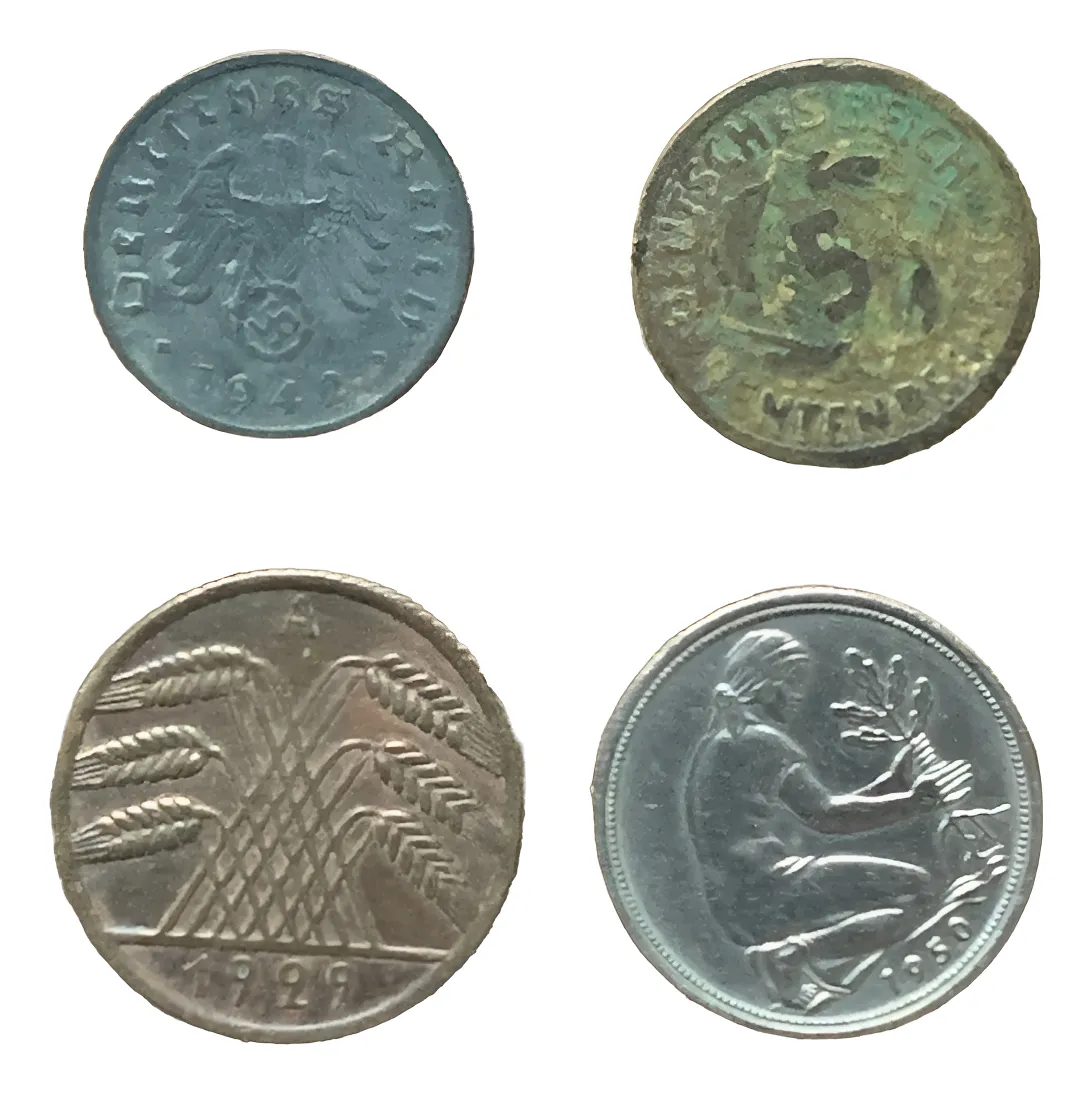 Robmar- Lote De 4 Monedas Alemania De 1..2..5..y 10 Pfennig-Diferentes Valor Facial - Imagen 2