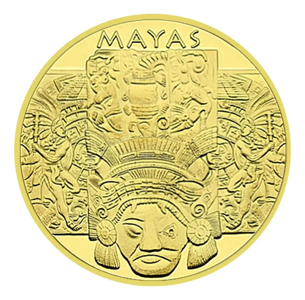 Robmar-Moneda Calendario Maya-Pintada Y Bañada En Oro 24k - Imagen 6