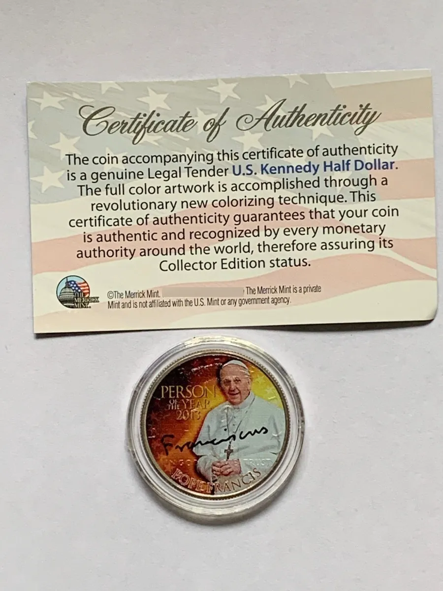 Robmar-USA-Moneda De 50 Cents-Decorada En Laca Del Papa Francisco-Novedad - Imagen 4