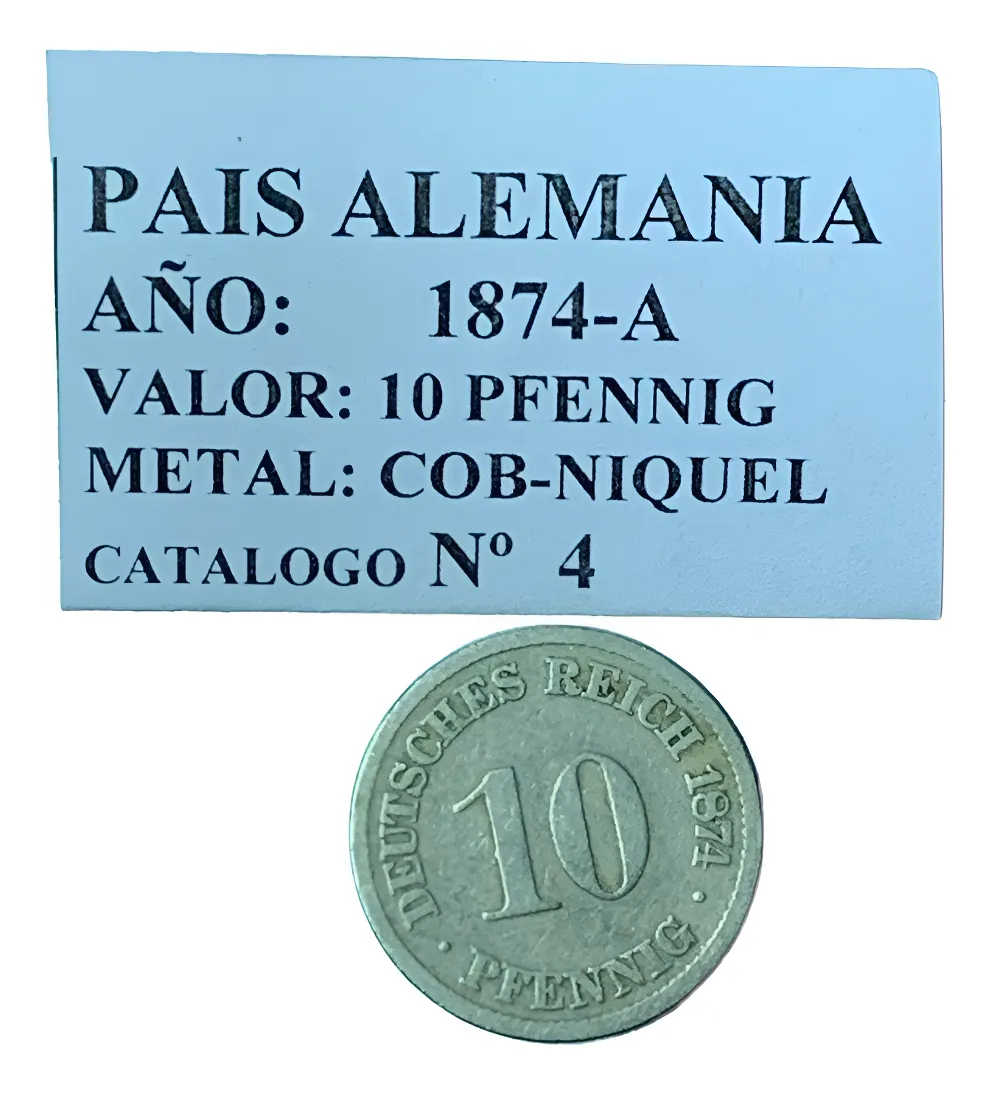 Robmar-Alemania-Moneda-10 Pfenning-1874(a)-KM#4-De Los Primeros Del Catálogo