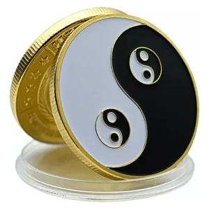 Robmar-Moneda Del Yin Y El Yang-Pintada Y Bañado En Oro 24k