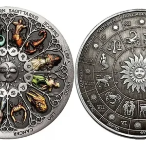 Robmar-Moneda Las 12 Constelaciones Pintada Color Y Negras