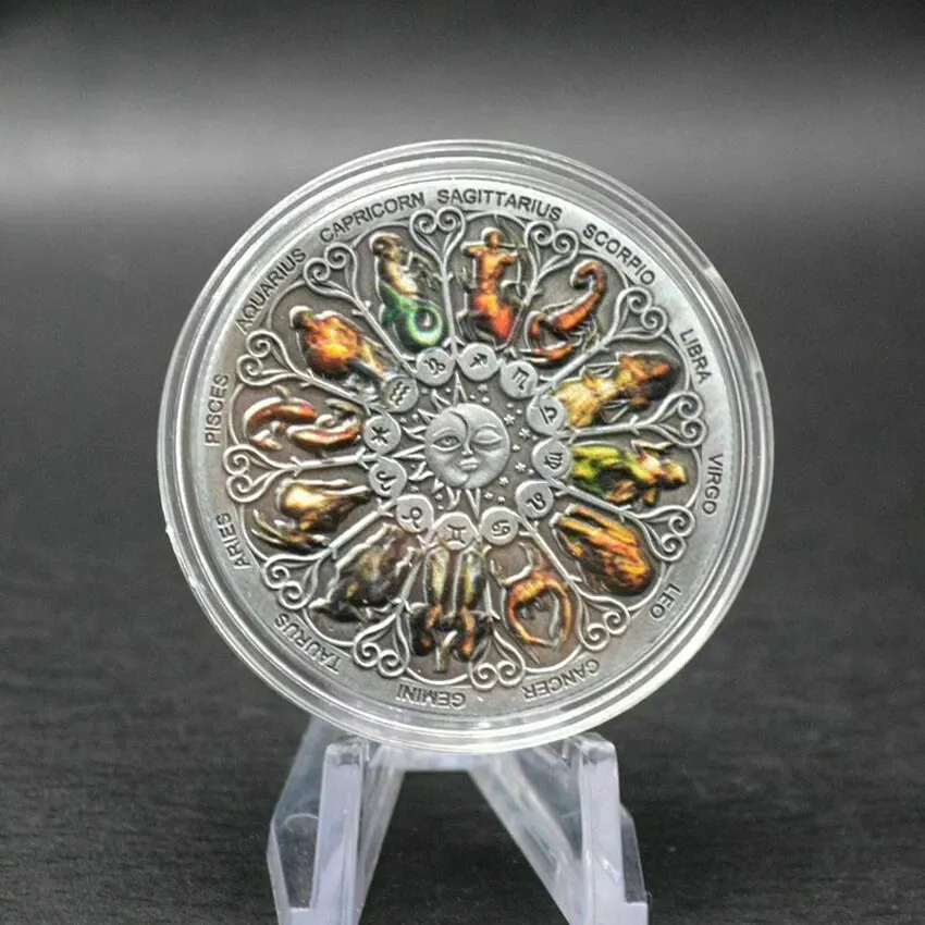 Robmar-Moneda Las 12 Constelaciones Pintada Color Y Negras - Imagen 5