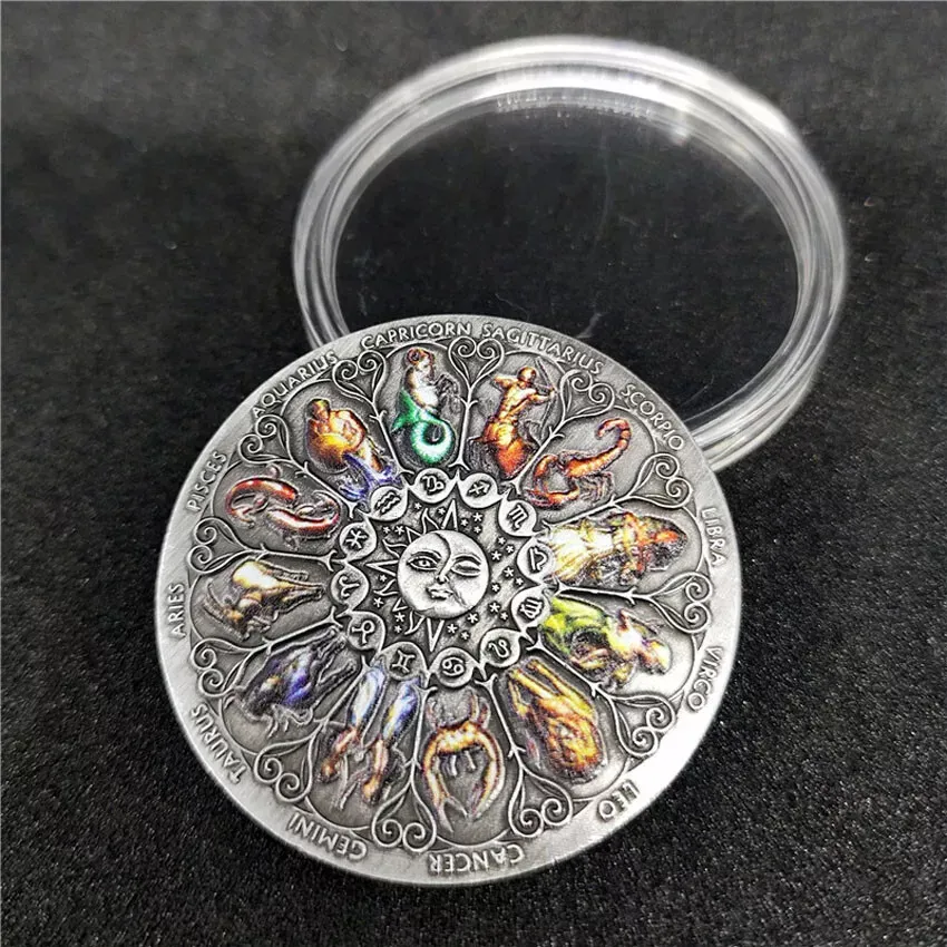 Robmar-Moneda Las 12 Constelaciones Pintada Color Y Negras - Imagen 7