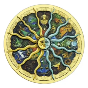 Robmar-Moneda-Las 12 Constelaciones Pintada Y Bañada En Oro 24k