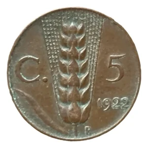 Robmar-Italia-Moneda-10 Centesimi-1922(r)-Cobre-Época Del Reino De Vittorio Emanuel III