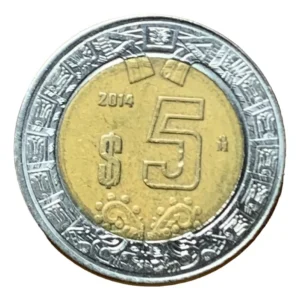 Robmar-Mexico-Moneda-De 5 Pesos-Bimetálica-2014-KM#605-Excelente Estado