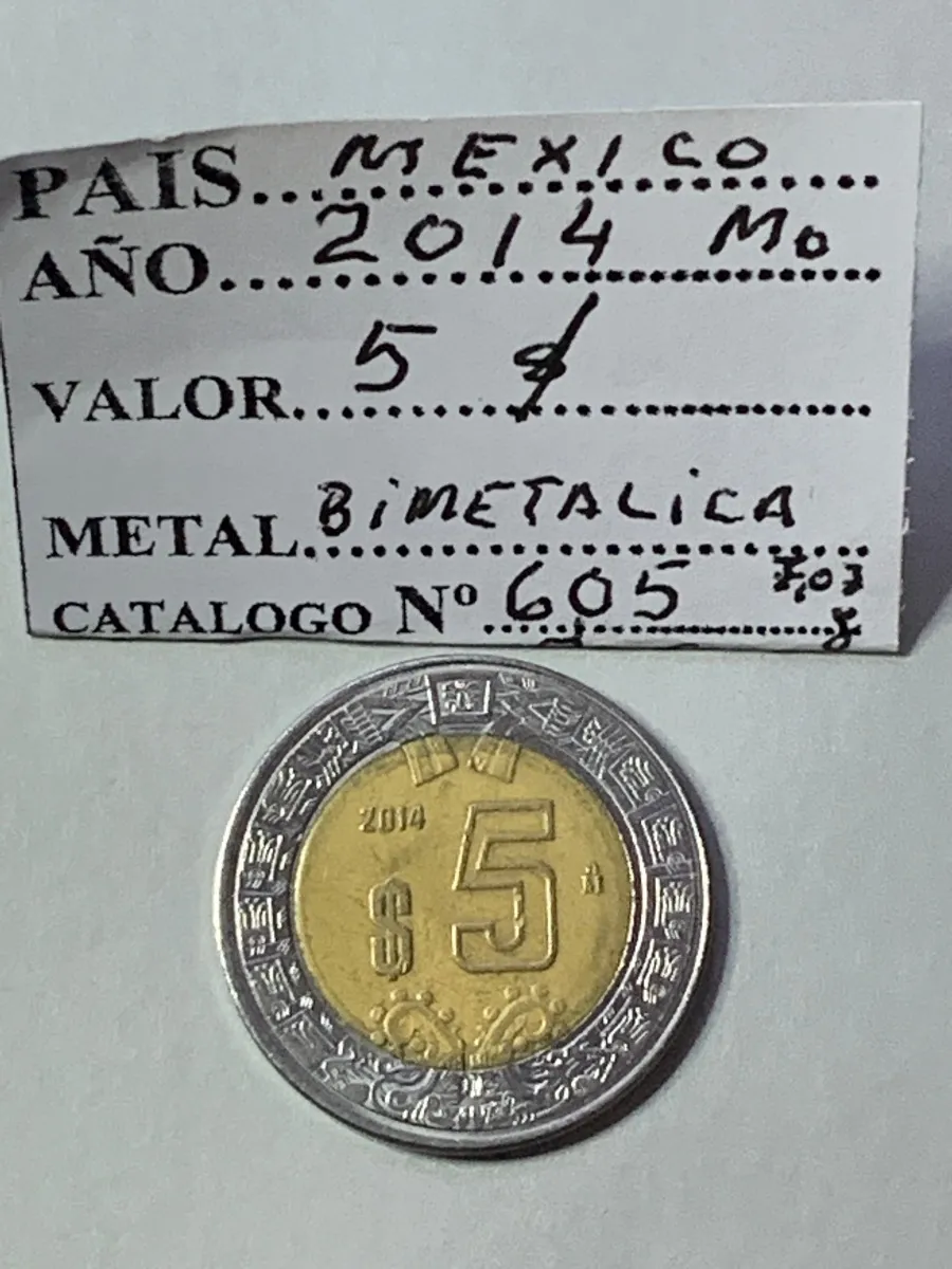 Robmar-Mexico-Moneda-De 5 Pesos-Bimetálica-2014-KM#605-Excelente Estado - Imagen 2