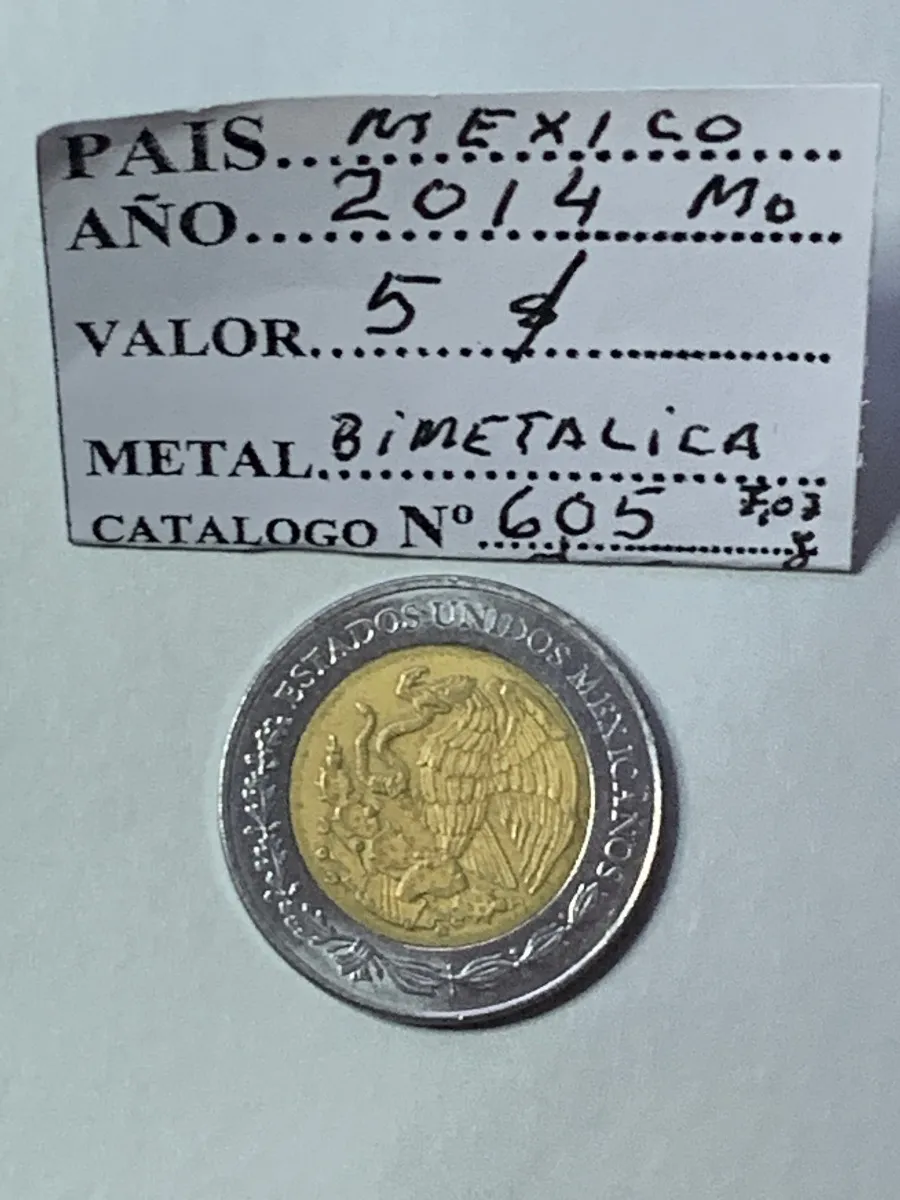 Robmar-Mexico-Moneda-De 5 Pesos-Bimetálica-2014-KM#605-Excelente Estado - Imagen 3