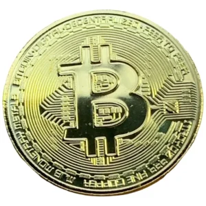 Robmar-USA-Bitcoin Fisico-Bañado Oro 24k 0,999-Souvenir 2021-Con Cápsula Protectora