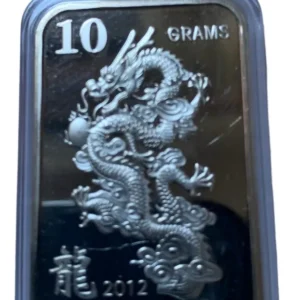 Robmar-USA-Lingote De 10g Plata 24k-2012-N° 52-Año Del Dragon