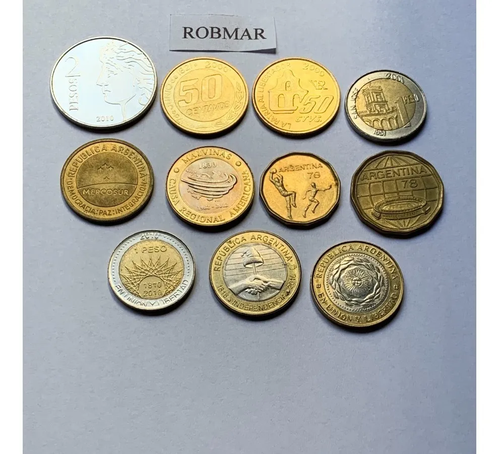Robmar-Argentina-11 Conmemorativas,n° 6 Lote De 1 Y 2 Pesos - Imagen 2