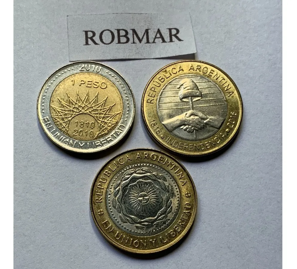 Robmar-Argentina-11 Conmemorativas,n° 6 Lote De 1 Y 2 Pesos - Imagen 9