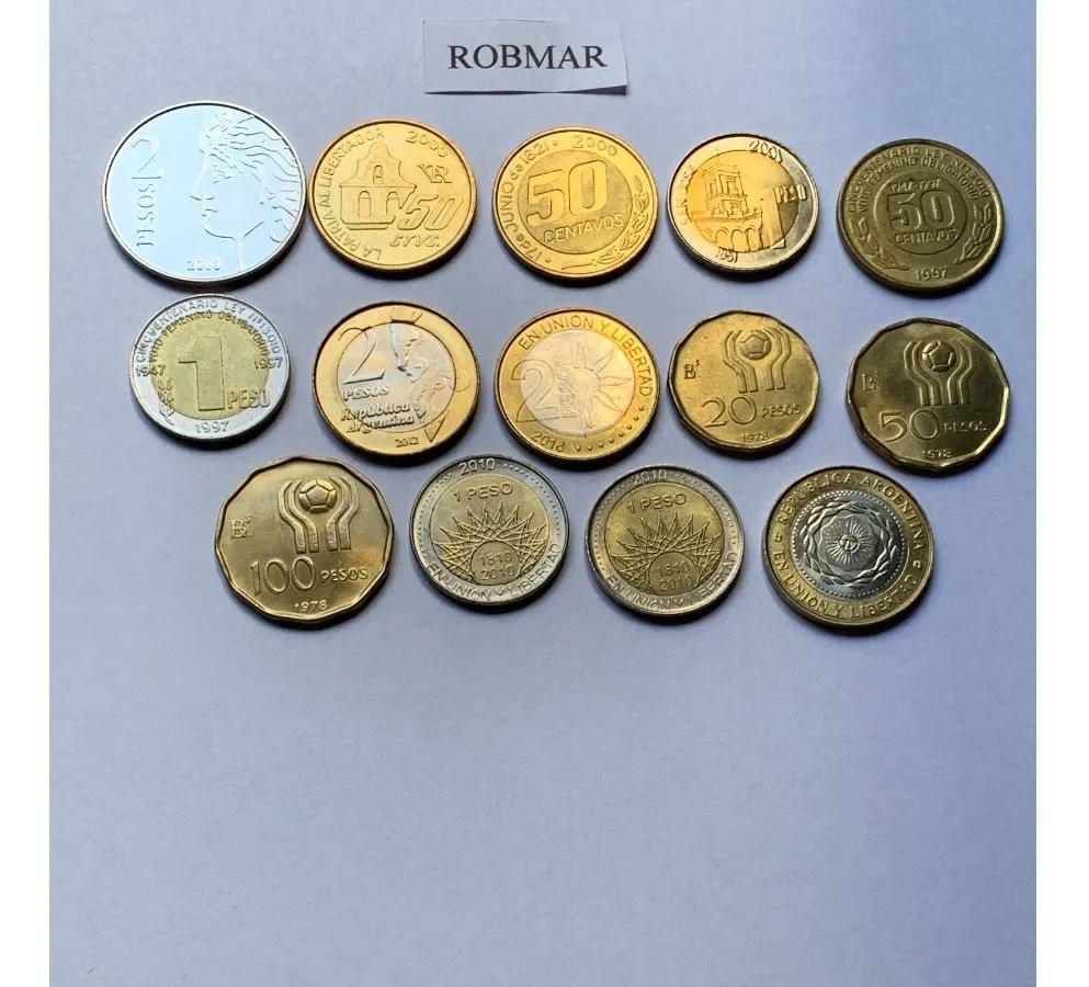 Robmar-Argentina-14 Conmemorativas,n° 5 Lote De 1 Y 2 Pesos - Imagen 2