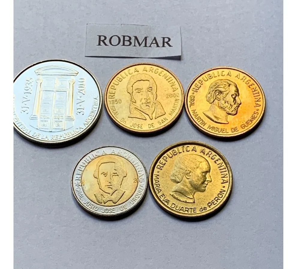 Robmar-Argentina-14 Conmemorativas,n° 5 Lote De 1 Y 2 Pesos - Imagen 4