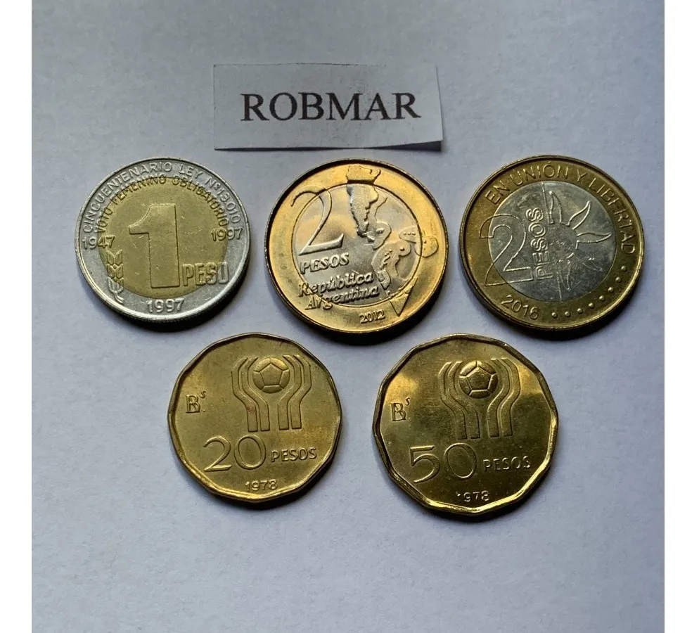 Robmar-Argentina-14 Conmemorativas,n° 5 Lote De 1 Y 2 Pesos - Imagen 7