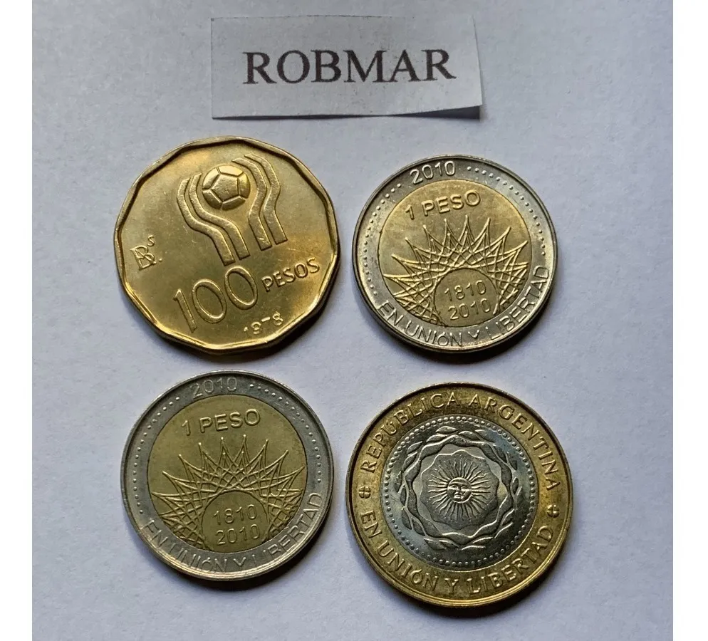Robmar-Argentina-14 Conmemorativas,n° 5 Lote De 1 Y 2 Pesos - Imagen 9