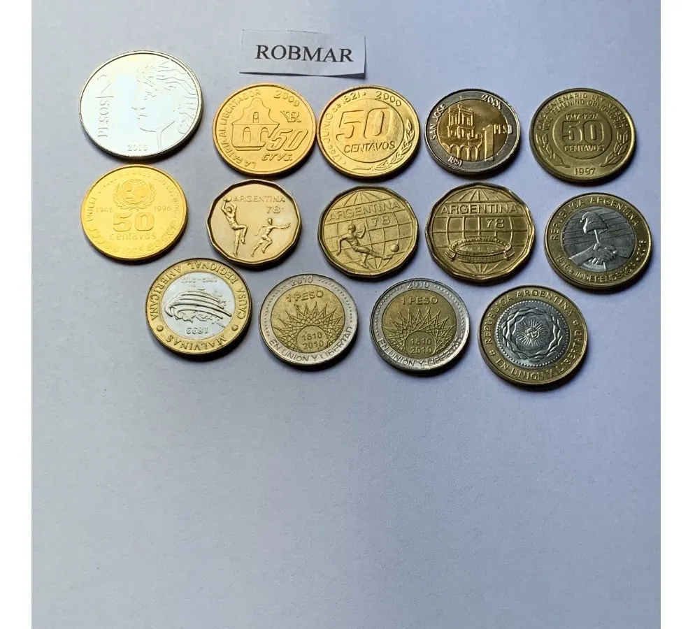 Robmar-Argentina-14 Conmemorativas,n° 7 Lote De 1 Y 2 Pesos - Imagen 2
