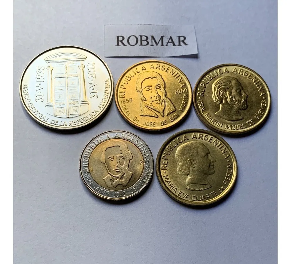 Robmar-Argentina-14 Conmemorativas,n° 7 Lote De 1 Y 2 Pesos - Imagen 4