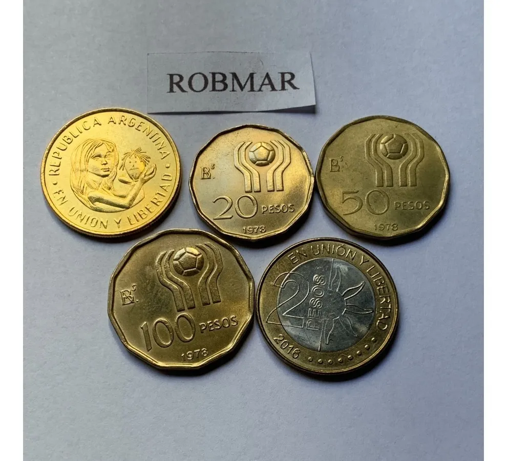 Robmar-Argentina-14 Conmemorativas,n° 7 Lote De 1 Y 2 Pesos - Imagen 6