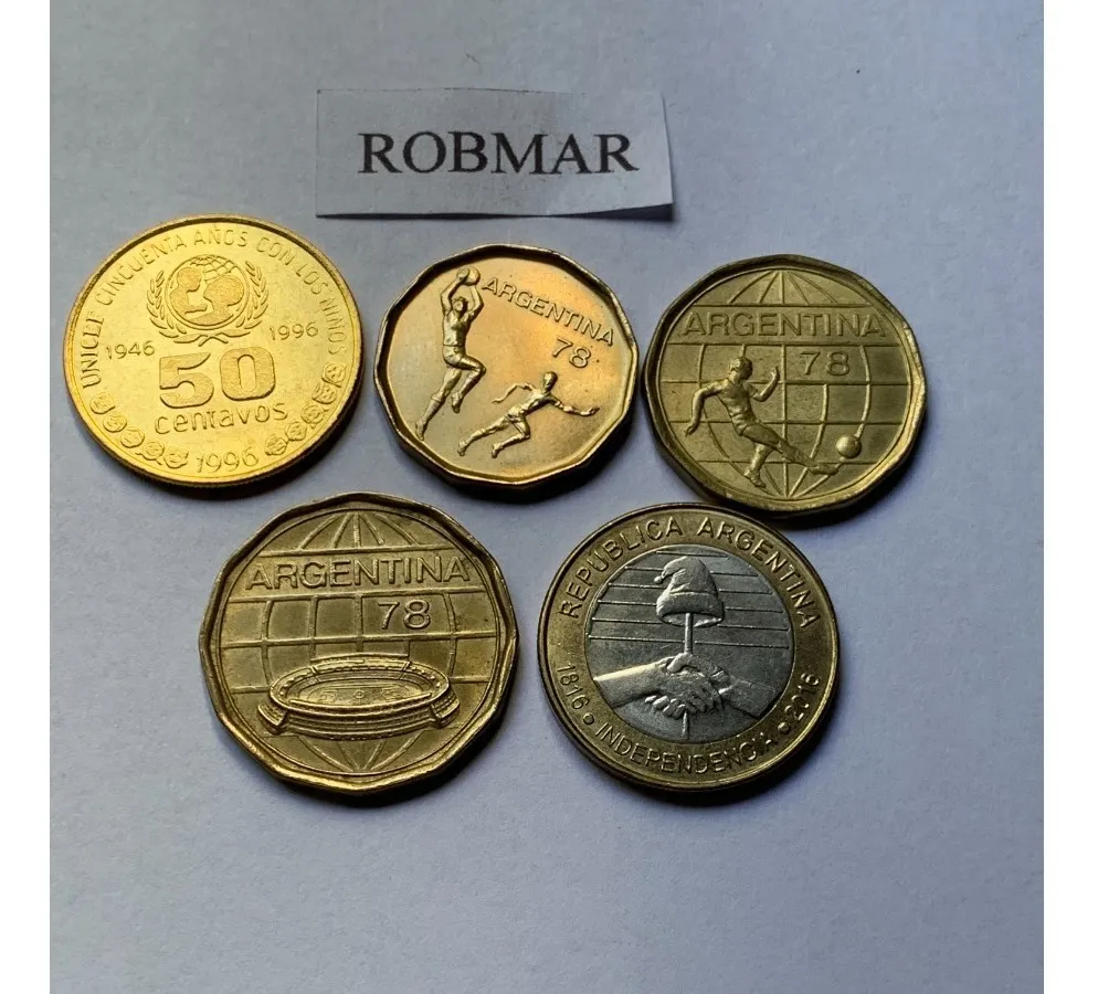 Robmar-Argentina-14 Conmemorativas,n° 7 Lote De 1 Y 2 Pesos - Imagen 7
