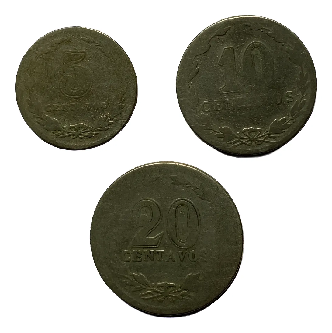 Robmar-Argentina-3 Monedas De Cuproníquel De Los Años 1900-Valores Faciales Diferentes