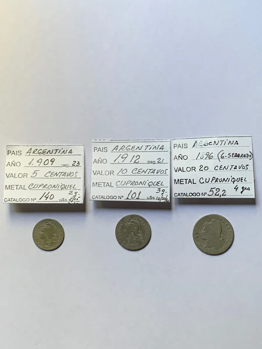 Robmar-Argentina-3 Monedas De Cuproníquel De Los Años 1900-Valores Faciales Diferentes - Imagen 3