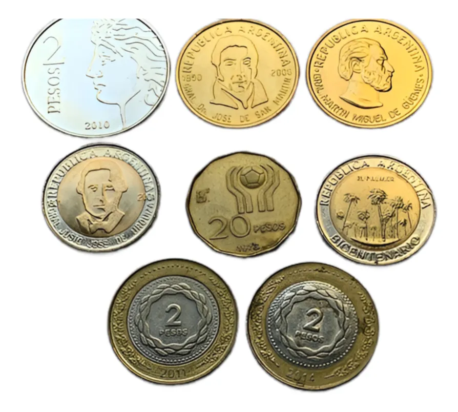 Robmar-Argentina-8 Conmemorativas,n° 4 Lote De 1 Y 2 Pesos