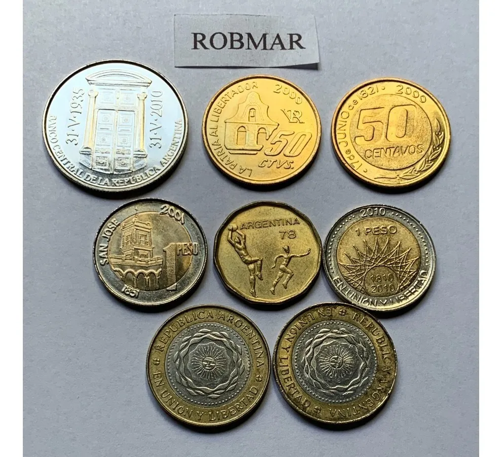 Robmar-Argentina-8 Conmemorativas,n° 4 Lote De 1 Y 2 Pesos - Imagen 2