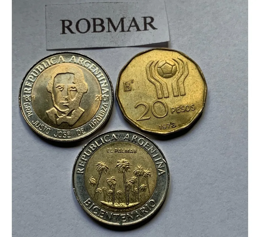 Robmar-Argentina-8 Conmemorativas,n° 4 Lote De 1 Y 2 Pesos - Imagen 6
